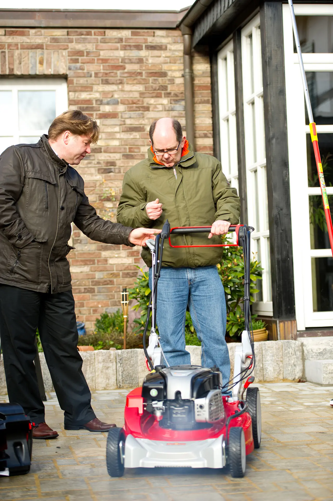 A lawnmower tested outdoors