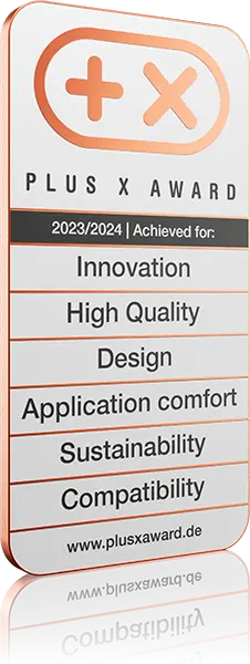 “Innovation, High Quality, Design, Ease of use, Sustainability, Tolerability 2023/24” seal