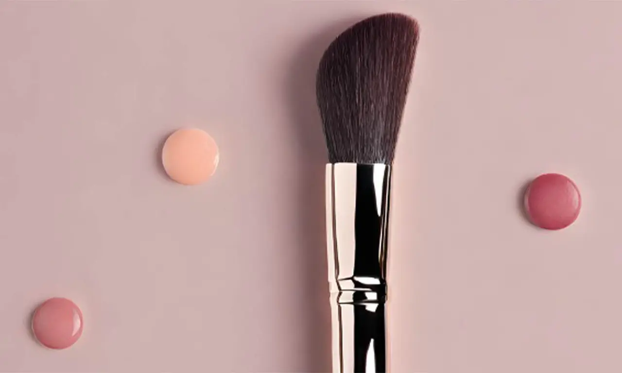 Make-up brush between dabs of colour in skin and pink tones