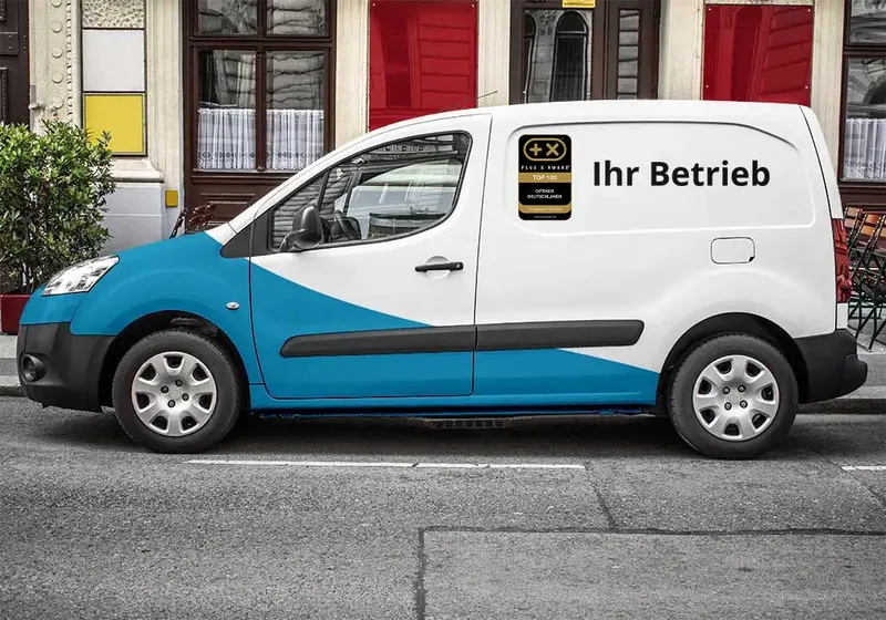 Fahrzeug mit dem Siegel „Top 100 Optiker Deutschlands“