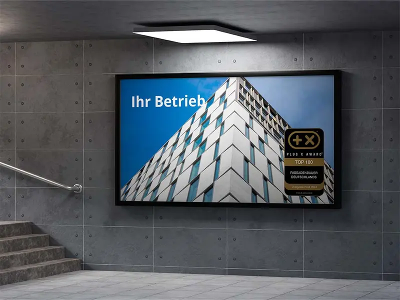 Plakat mit dem Siegel „Top 100 Fassadenbauer Deutschlands“