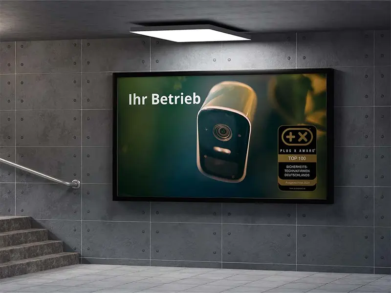 Plakat mit dem Siegel „Top 100 Sicherheitstechnikfirmen Deutschlands“
