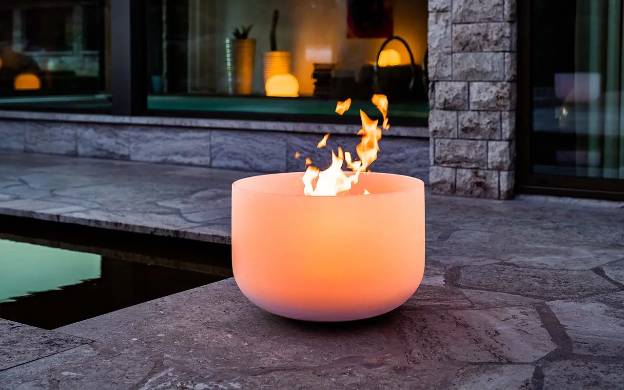 QFlame Feuerschale aus hochreinem Quarzglas