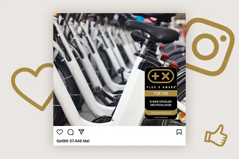 Social-Media-Beitrag mit dem Siegel „Top 100 E-Bike Händler Deutschlands“
