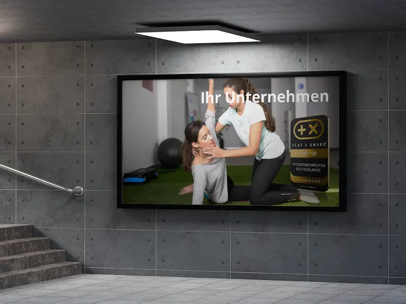 Plakat mit dem Siegel „Top 100 Physiotherapeuten Deutschlands“