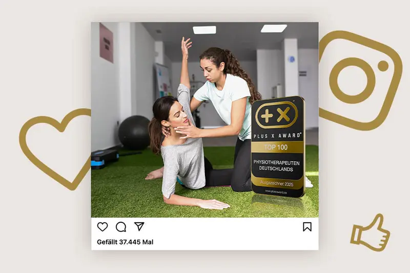 Social-Media-Beitrag mit dem Siegel „Top 100 Physiotherapeuten Deutschlands“