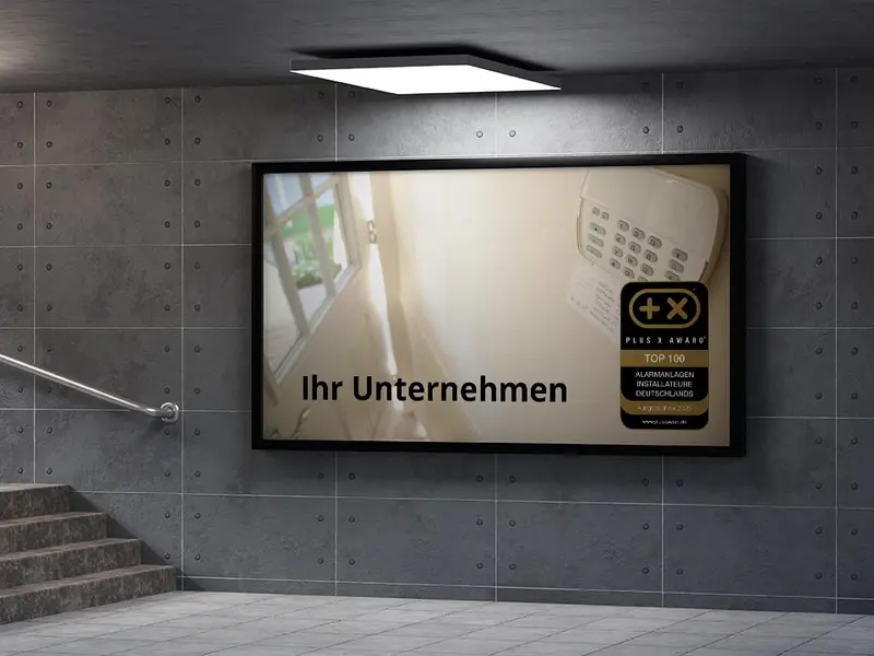 Plakat mit dem Siegel „Top 100 Alarmanlagen Installateure Deutschlands 2025“