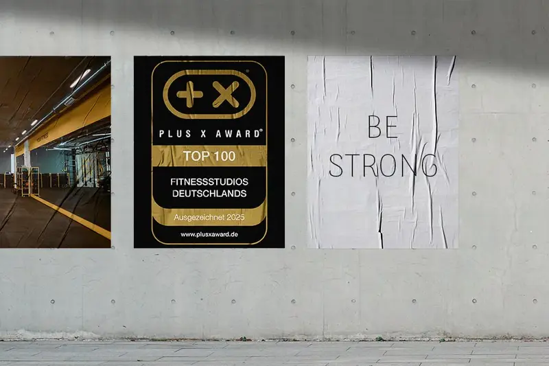 Plakat mit dem Siegel „Top 100 Fitnessstudios Deutschlands“
