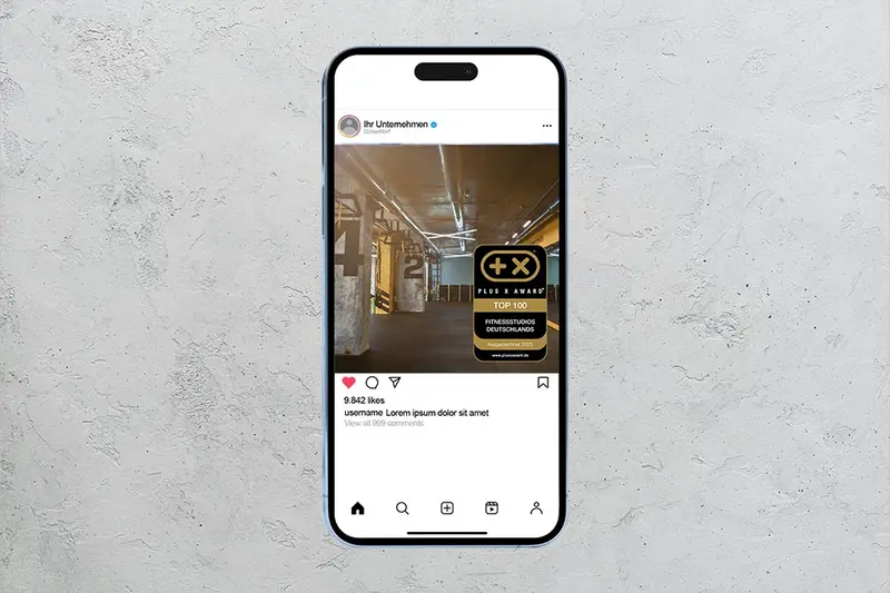 Social-Media-Beitrag mit dem Siegel „Top 100 Fitnessstudios Deutschlands“