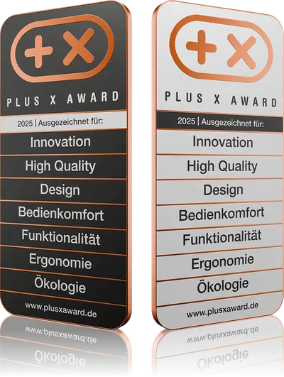 “Plus X Award – 七个类别”认证奖章