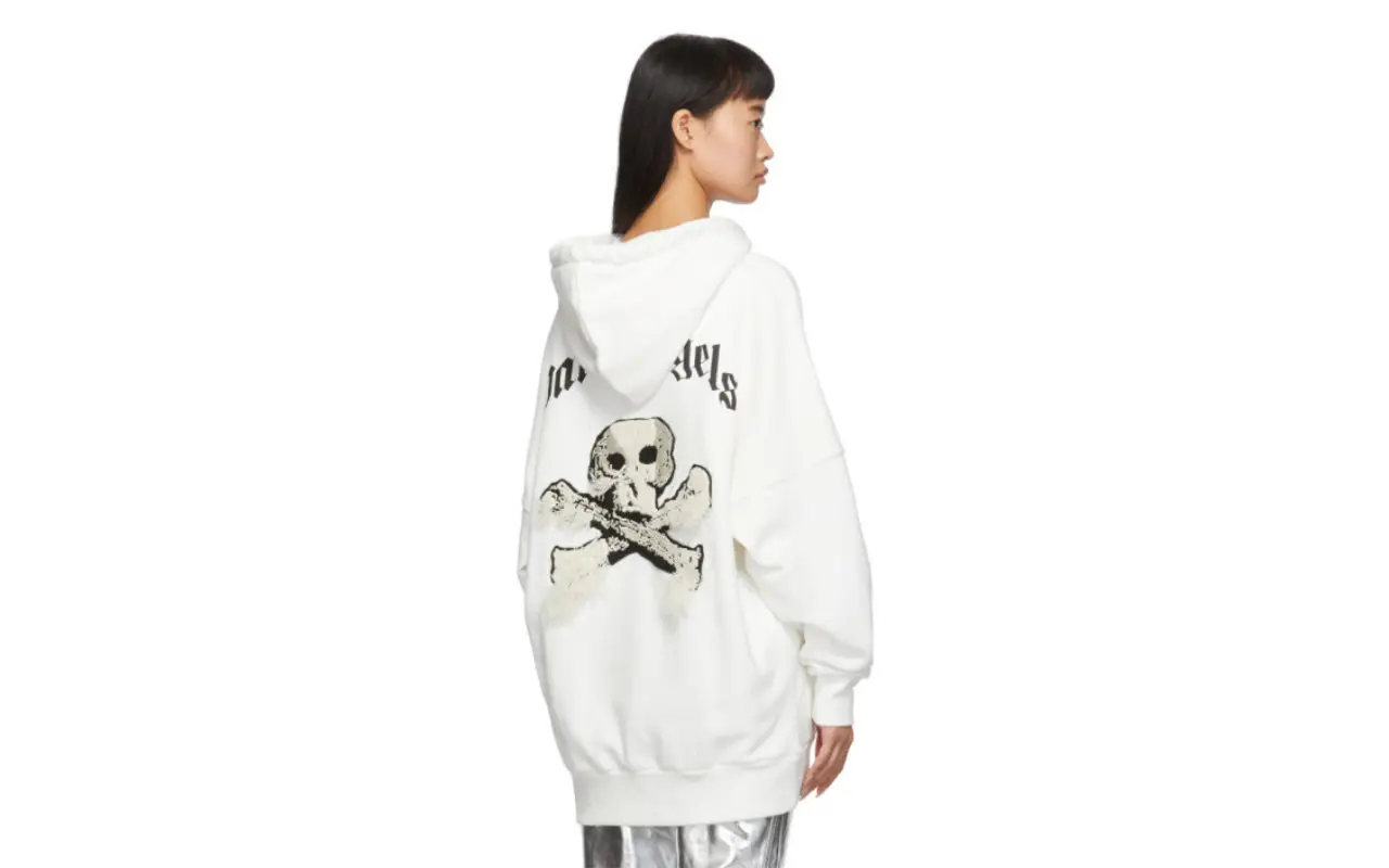 Palm Angels White New Skull Hoodie
