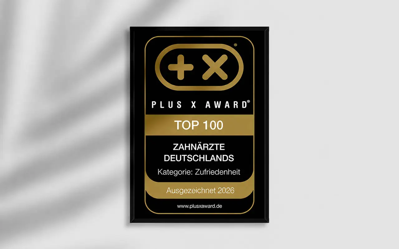 Sigillo «Top 100 dei dentisti e ortodontisti della Germania» incorniciato alla parete